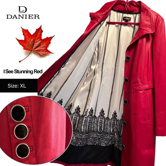 Danier Red Trench Coat - Picture 1 of 13